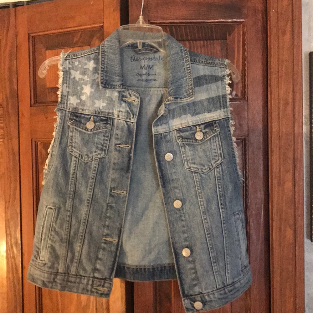 American Flag Jean Vest